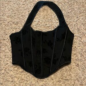 Cider Black Floral Corset Top